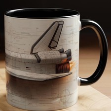 Space Shuttle Blueprint Mug - NASA Coffee Cup, Astronaut Gift, Aerospace