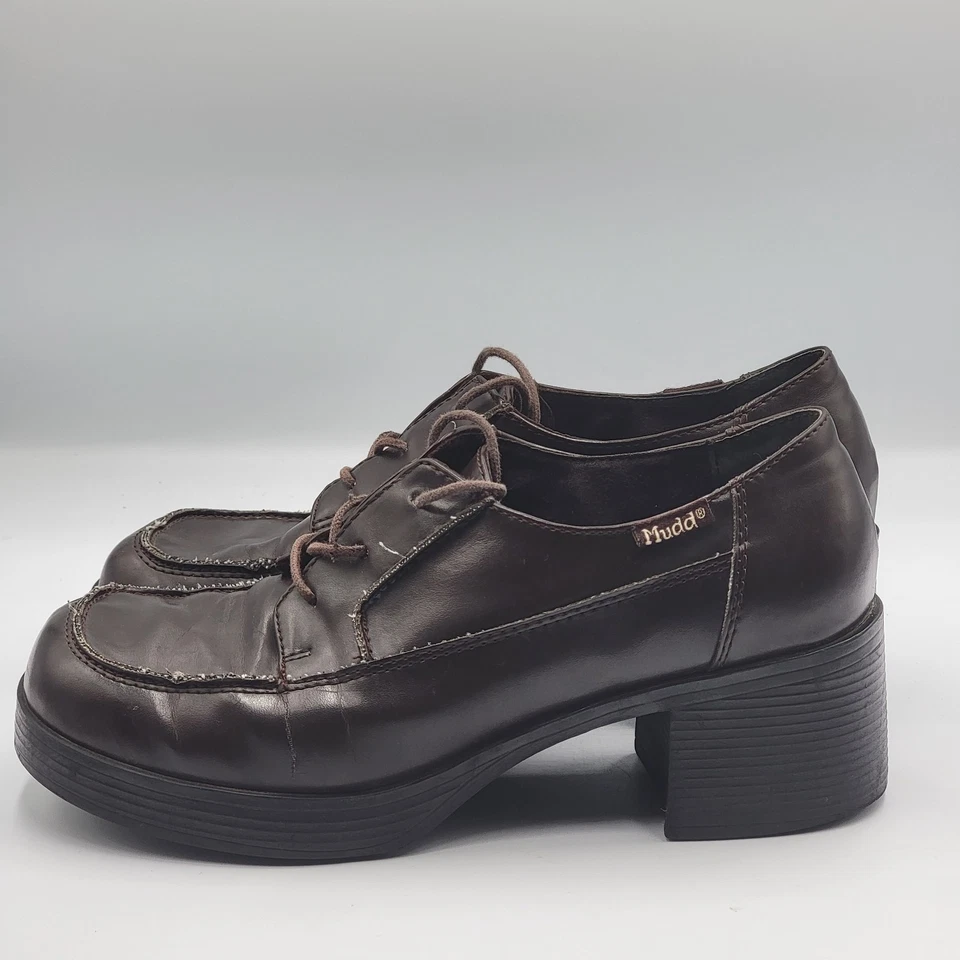 Mocasines Oxford punk vintage años 90 Y2K MUDD gruesos plataforma tacón 8,5 M Foto 2 de 4