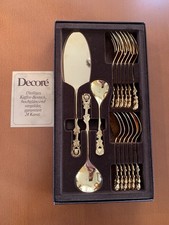 Decore Kaffee-Besteck 6 P. 24 Karat Vergoldet Hochglänzend Friesenrose 15tlg OVP