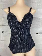 Miraclesuit Underwire Tankini Women's 8 BC Polka Dot V neck Tummy Control Beach