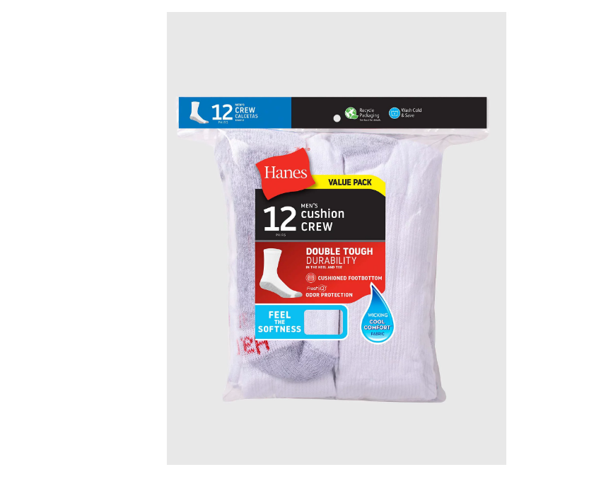 Hanes Men'S Double Tough Durability Over The Calf Tube Socks 12 pairs