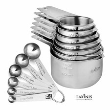 7 tazas medidoras y 6 cucharas medidoras resistentes y apilables de acero inoxidable 18/8