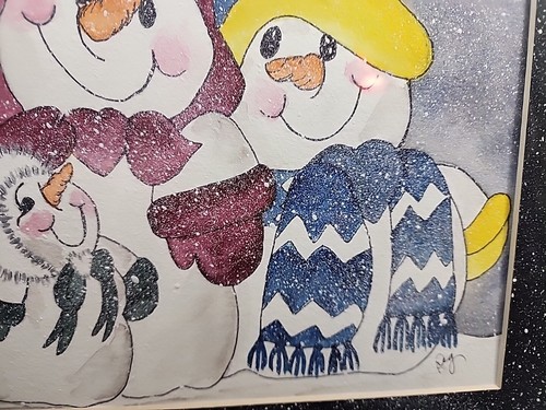 Peg Artist Christmas Snowman Folk Art Signed 12" × 15" Original BB - Picture 8 of 16