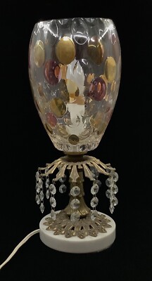 Vintage  Czech Bohemia Crystal Glass Coin Dot Lamp