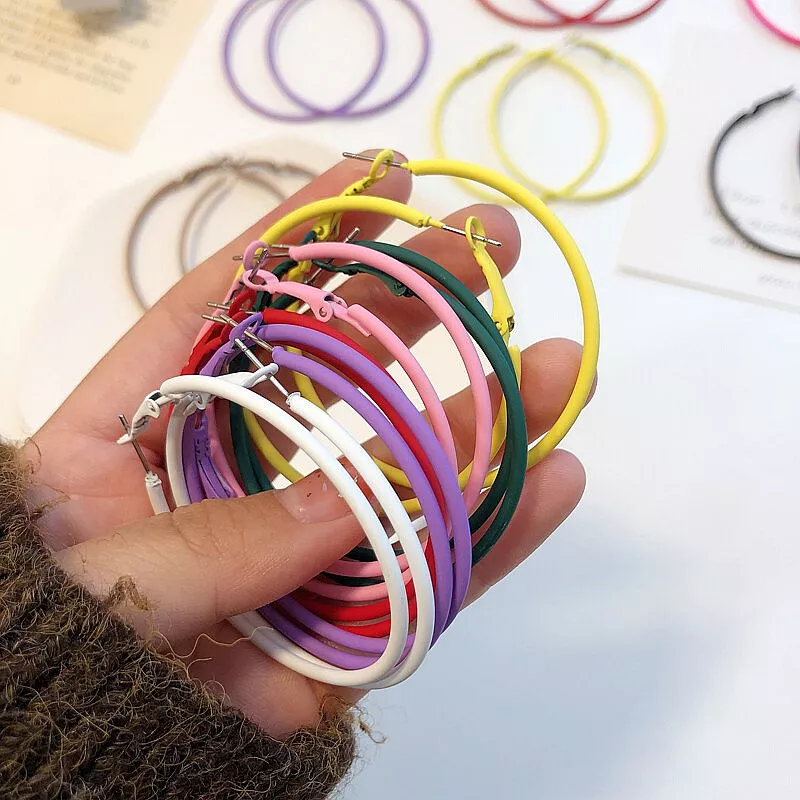 Colorful hoop earrings outlet