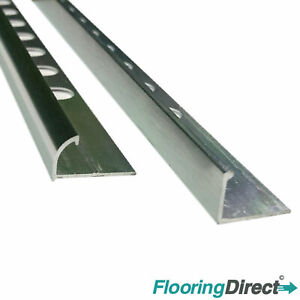 10x TILE TRIM HEAVY DUTY ALUMINIUM CHROME 8//10//12mm L SHAPED or ROUND EDGE