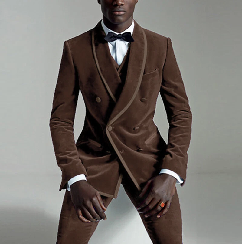 2 Piece Men Velvet Suits Dinner Jacket Formal Pants Shawl Collar Coat Wedding  - Image 4 of 4