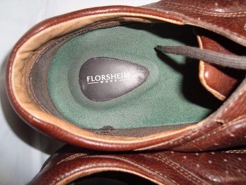 Florsheim Work Brown Leather Shoes 13 D Oil Slip Resistant Oxfords Lace Up - Picture 7 of 9