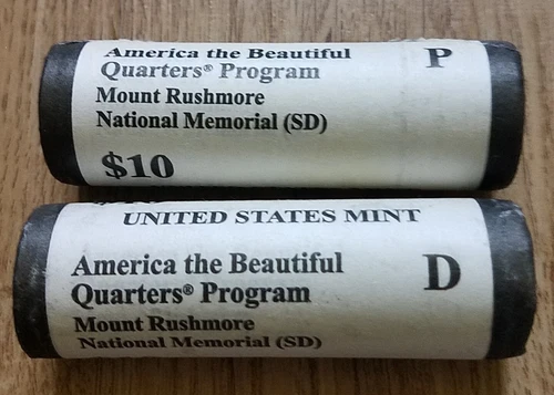 2013-P & D Mount Rushmore SD Quarters - U.S. Mint - Wrapped Rolls 