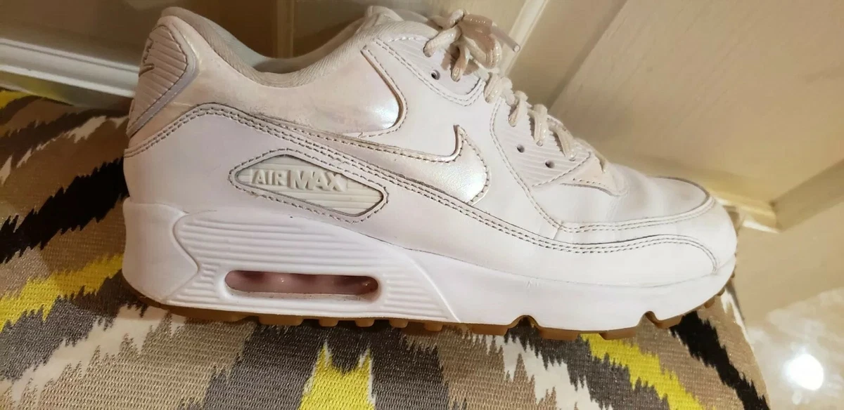 Nike Air Max 90 SE Mid Casual Sneakers Youth 6 Womens 8 Leather White 897987 101