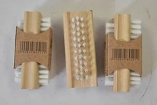 Lot Of 3 Konex Two-Sided Hand & Nail Brush Wooden Handle Cleaning Scrubbing