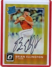 2016 DONRUSS OPTIC #170 BRIAN ELLINGTON AUTOGRAPH GOLD PRIZM REFRACTOR RC #3/10