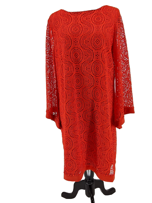 orange dress with bell sleeves Orange Cotton Poplin Fit and Flare Balloon Sleeves Short Dress 50" / Petite (5'1" and below)