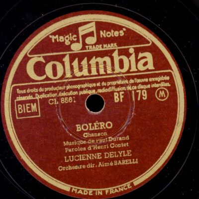 LUCIENNE DELYLE Bolero / Mon coeur battait -Chanson- Schellackplatte 78rpm S6661