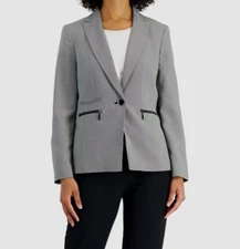 Le Suit Women's Gray One-Button Suit Separate Jacket Size 6P