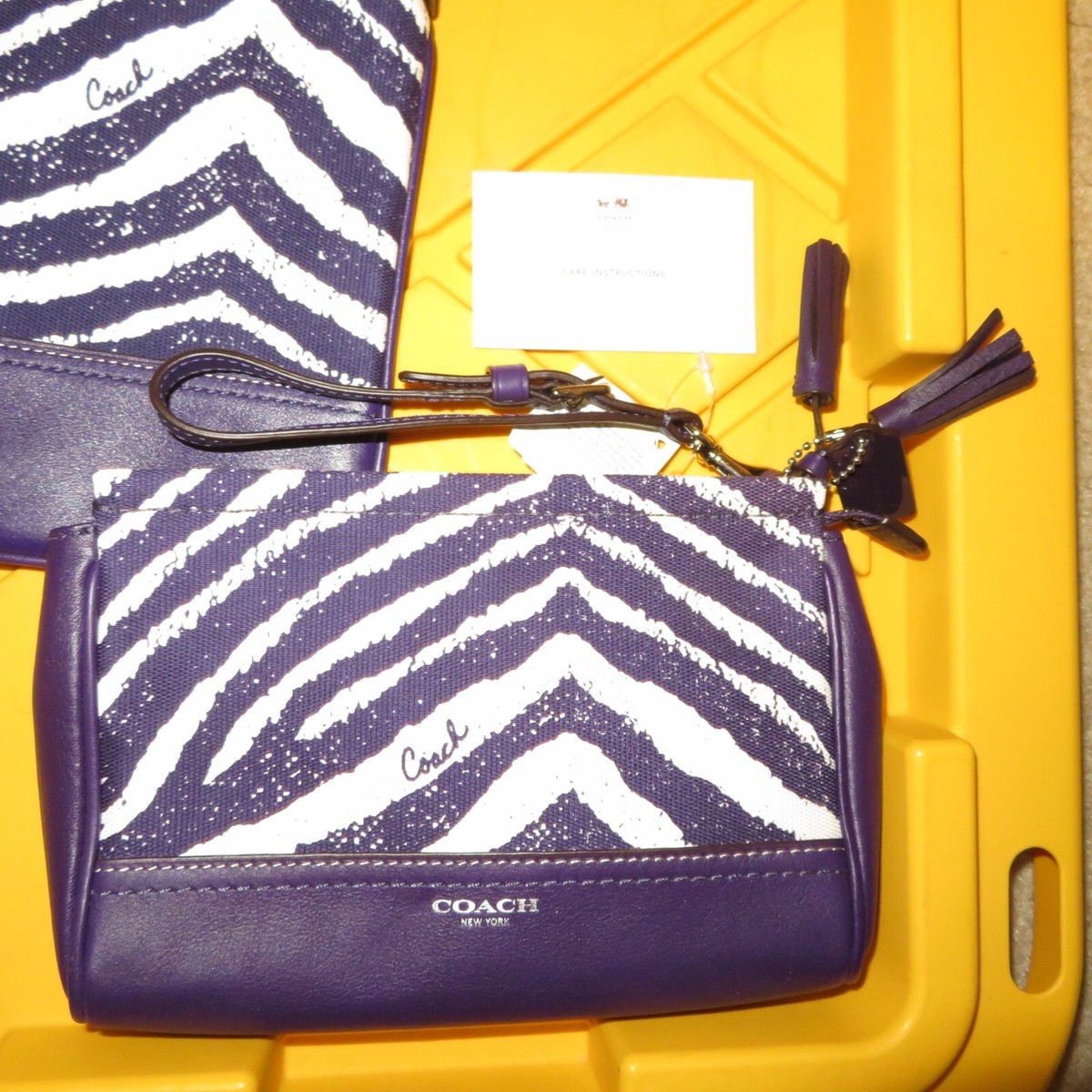2) Coach Bag Legacy Zebra Print Zip 23410 Marine Purple