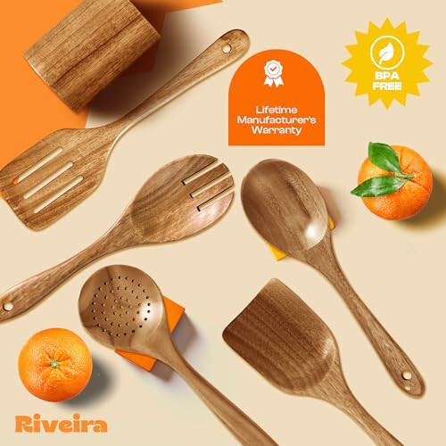 9 Pieces Premium & Durable Organic Teak Wooden Cooking Utensils - Picture 6 of 6