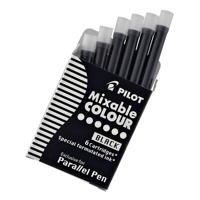 Pilot Parallel Ink Fountain Pen Cartridges in Black - Pack of 6 - NEW P77305