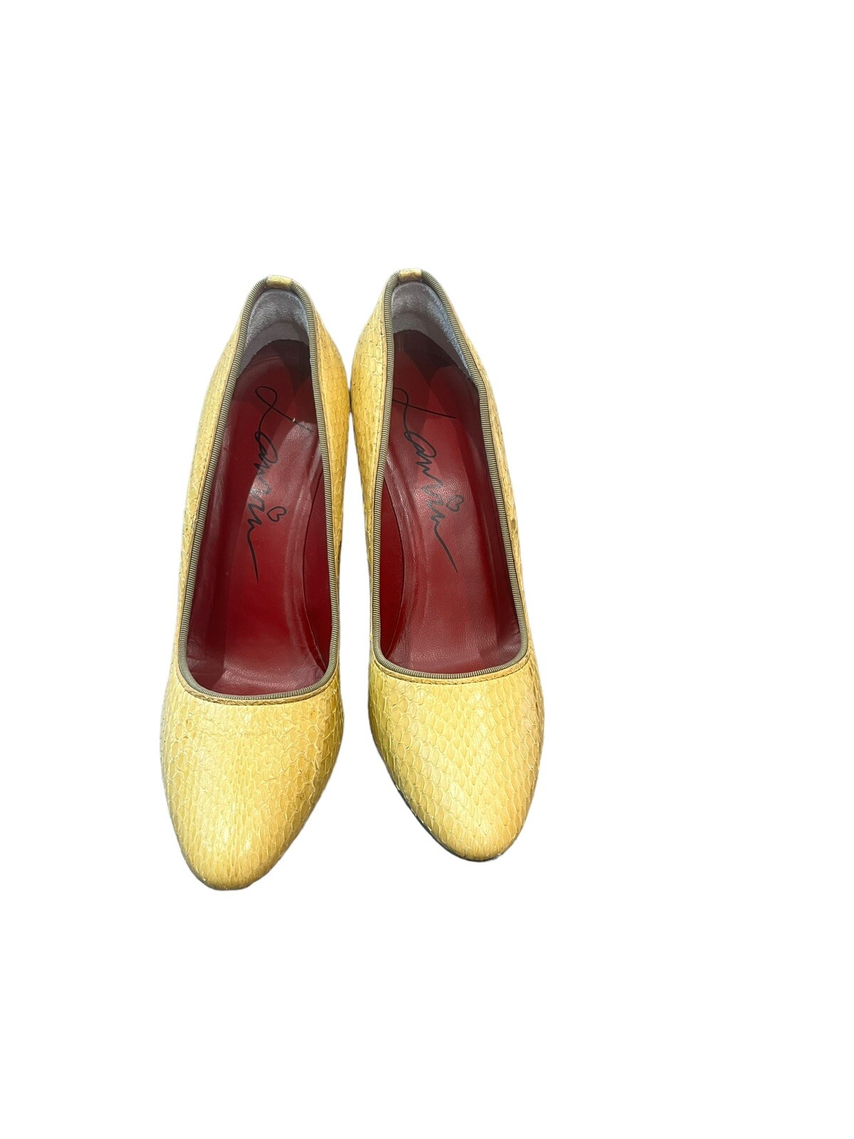 LANVIN WOMEN'S CLASSIC PUMPS YELLOW PYTHON HEELS … - image 4
