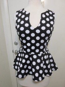 black and white polka dot peplum top