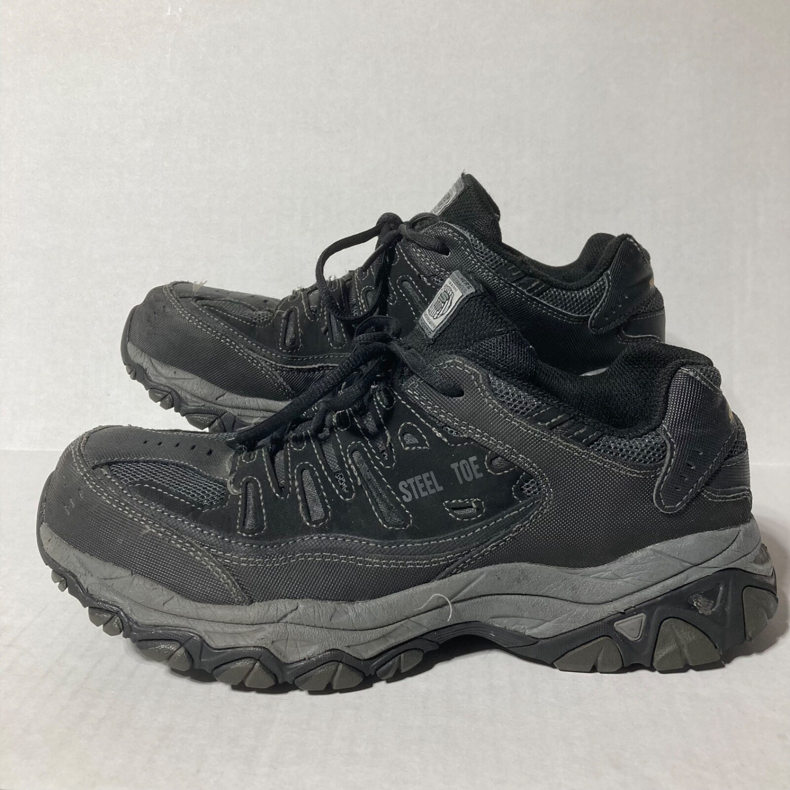 Skechers Cankton Steel Toe Mens Work Sneakers Black #77055 Shoe Size
