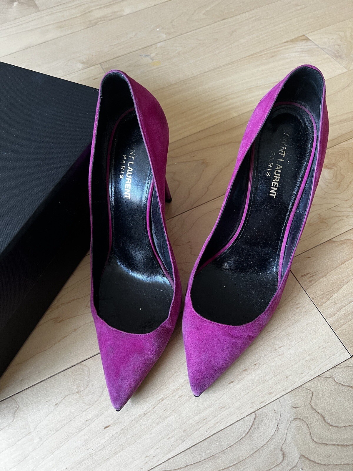 SAINT LAURENT Scarpe tacco rosa Saint Lauren pelle scamosciata