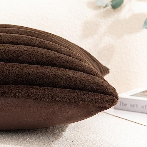 Faux Fur Plush Throw Pillow Covers 12x20 Pack of 2 2 pieces, 12"*20" Coffee - Bild 3 von 6