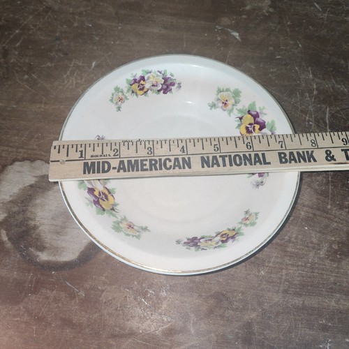 Sovereign Potters Soup Bowls Pansy Flowers 7 1/2" Floral Gold Vintage set of 2 - Picture 7 of 7