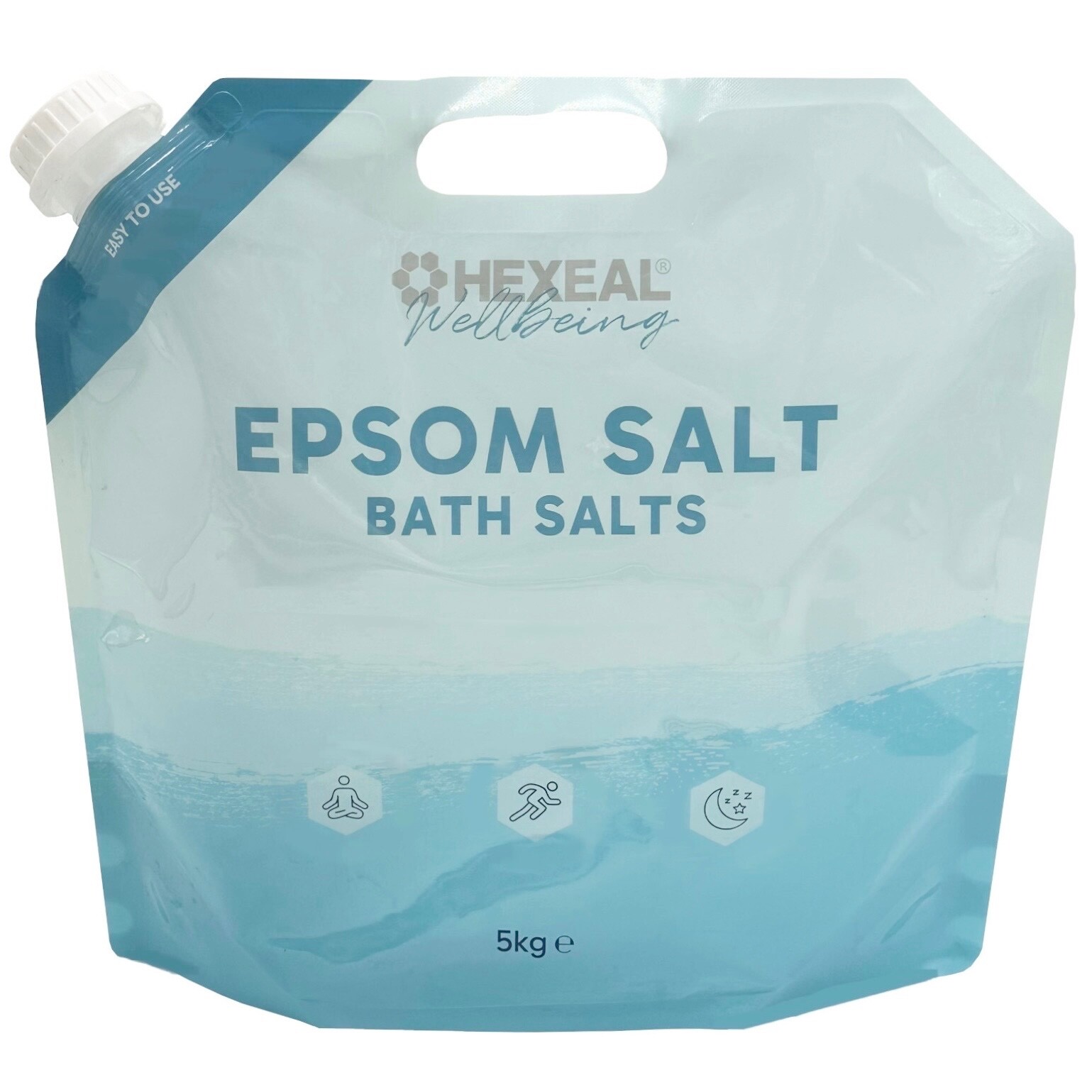 Hexeal Epsom Salt 5kg – 5kg Pouch of Magnesium Sulphate for Bathing