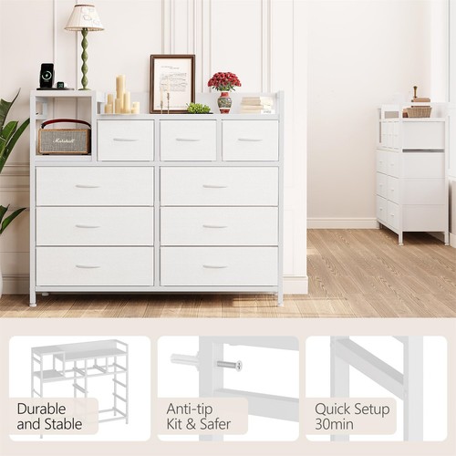 Dresser TV Stand with Power Outlet Bedroom Dresser W/ 9 Drawers Chests of Drawer - Picture 3 of 7