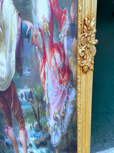 Rahmen Louis XVI Blattgold Französisch Vintage Pastoral Stoff Wandkunst 4er Set - Bild 8 von 16