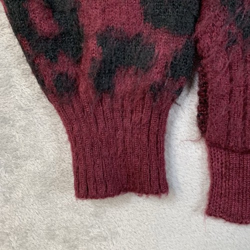 Sweaty Betty Jumper Small Red Mohair Mock High Neck Chunky Sweater Leopard Print - Picture 5 of 13