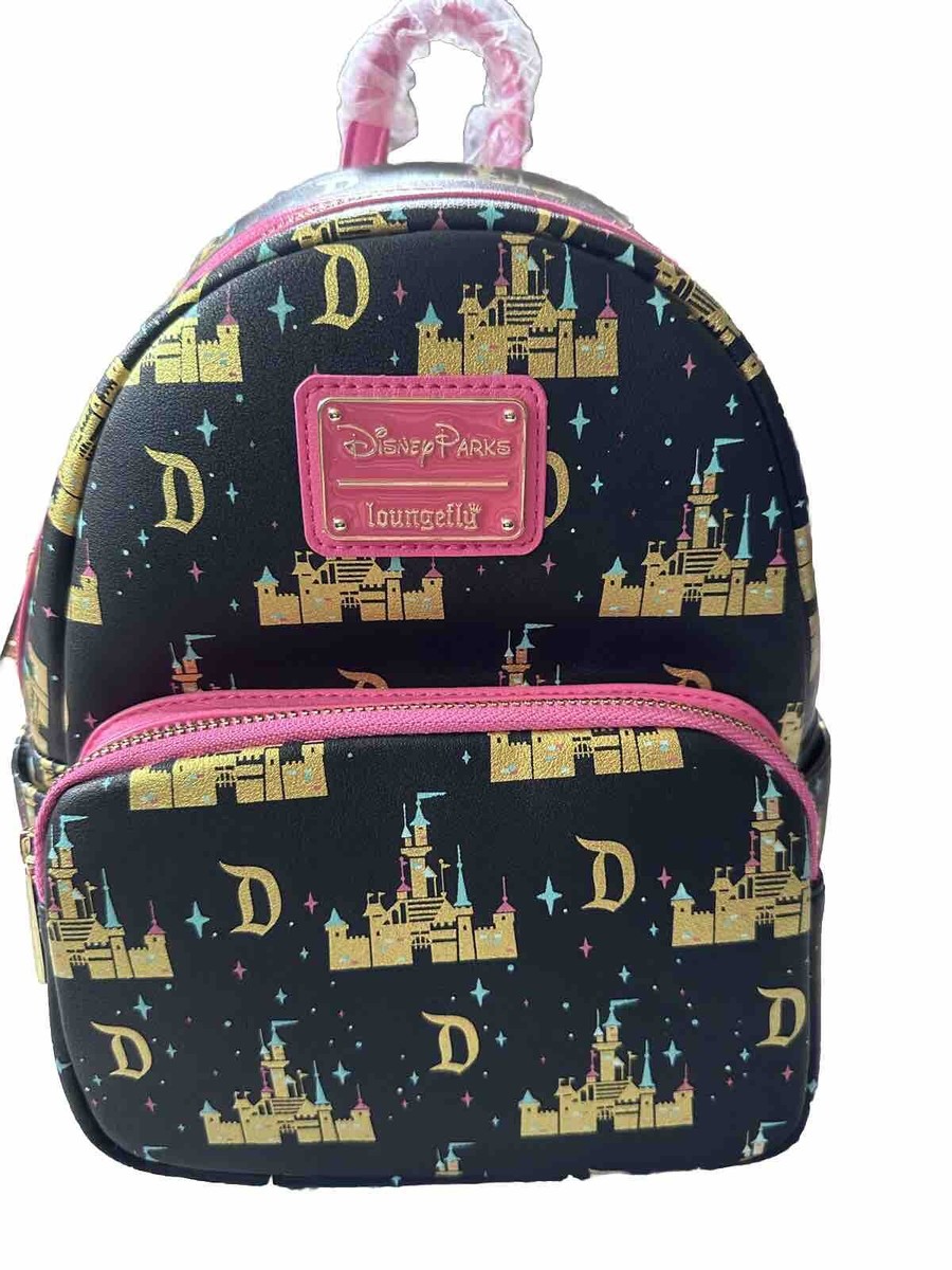 DISNEYLAND LOUNGEFLY SLEEPING BEAUTY CASTLE Pink/Black/Gold
