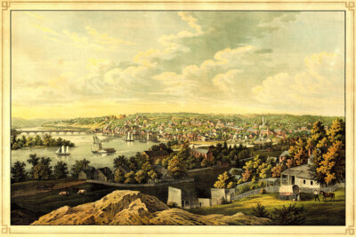 Georgetown Washington D.C. View Potomac River Vintage Art Wall - POSTER 20x30