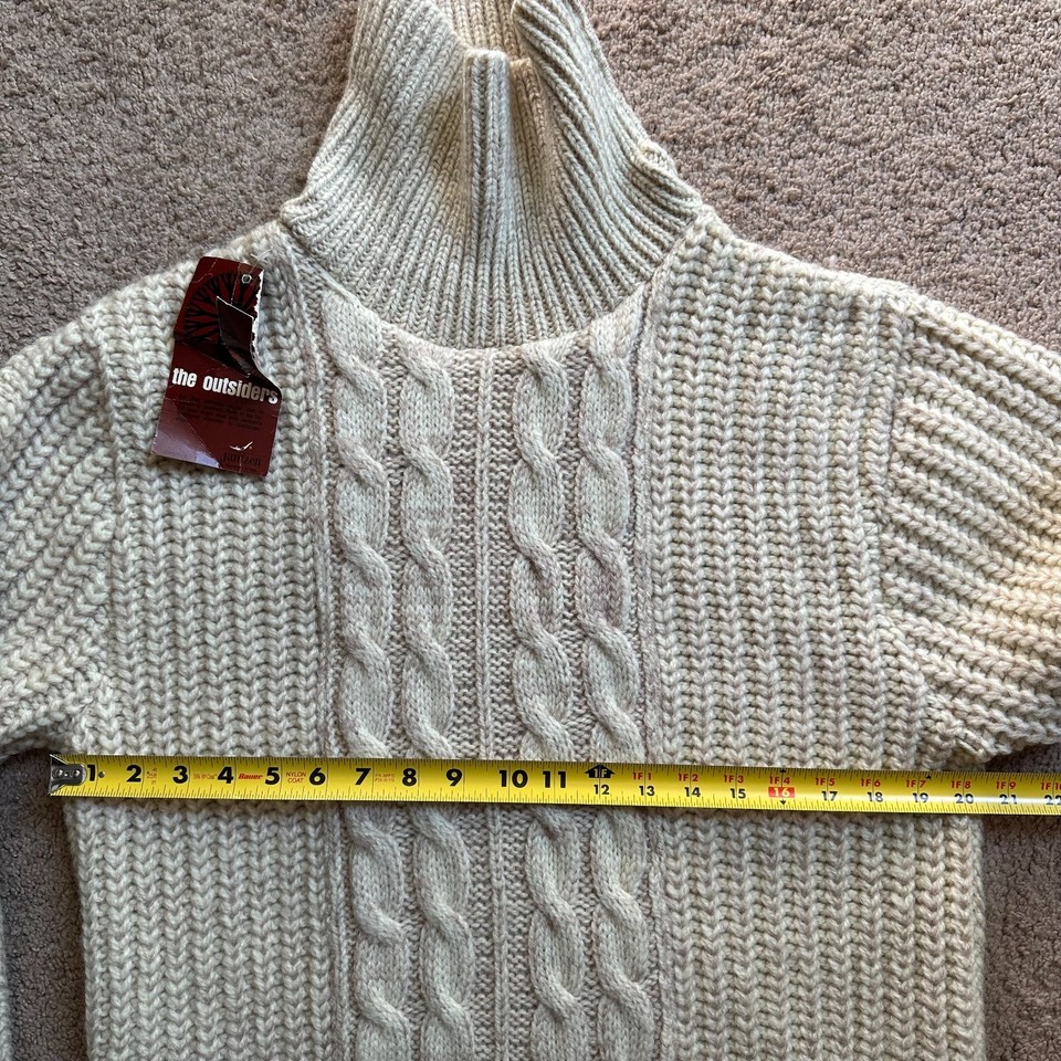 Jantzen Sweater Mens XL Vtg 100 Wool NWT Deadstock Turtle Neck Cable