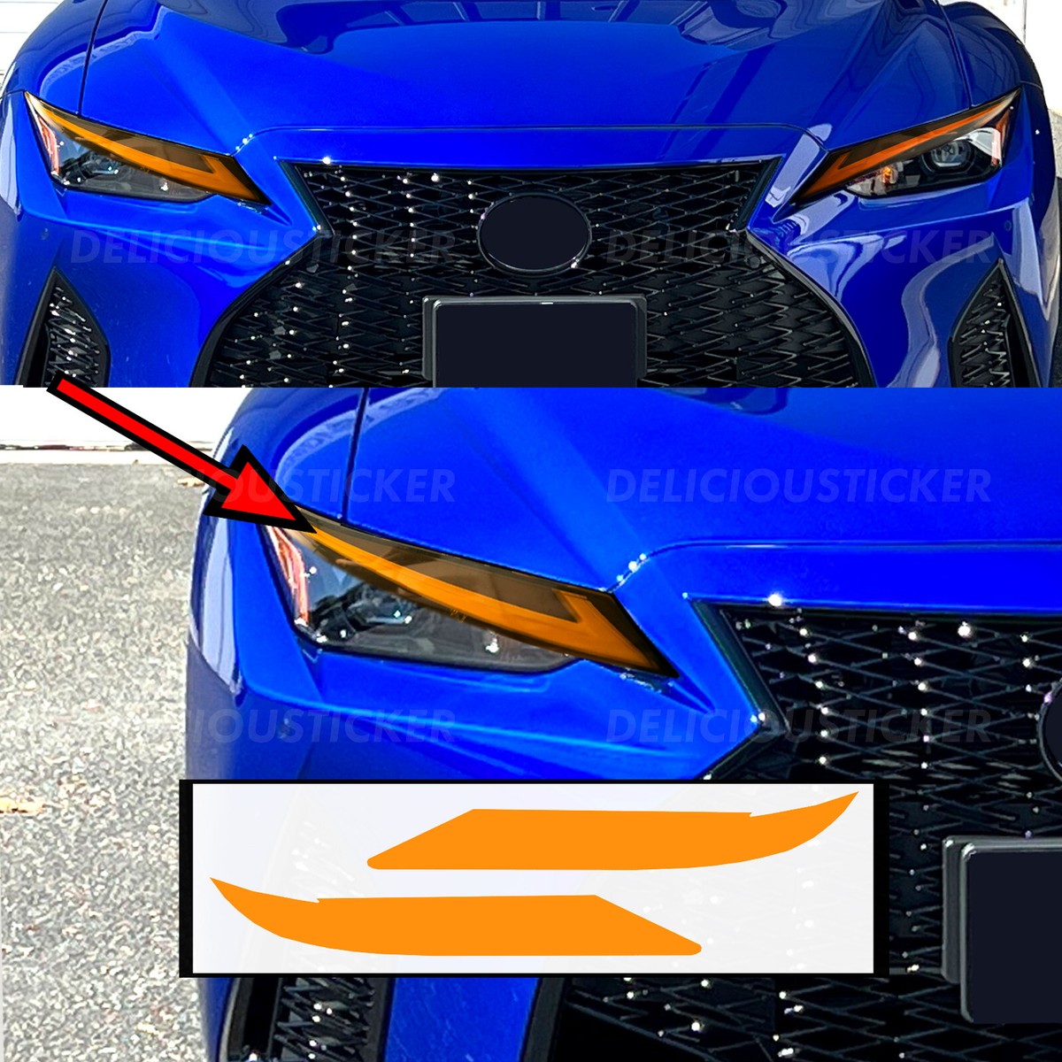 For 21-2025 Lexus IS Headlight Golden Amber DRL Front Tint Overlay