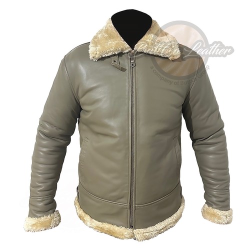 Chaqueta de cuero de oveja genuino de piel de oveja para hombre - Aviador cálido y elegante - Imagen 2 de 9
