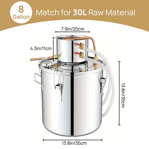 5Gal 19L 50L Alcohol Distiller Alcohol Still Home Brew Water Wine Spirits Boiler - Picture 27 of 32