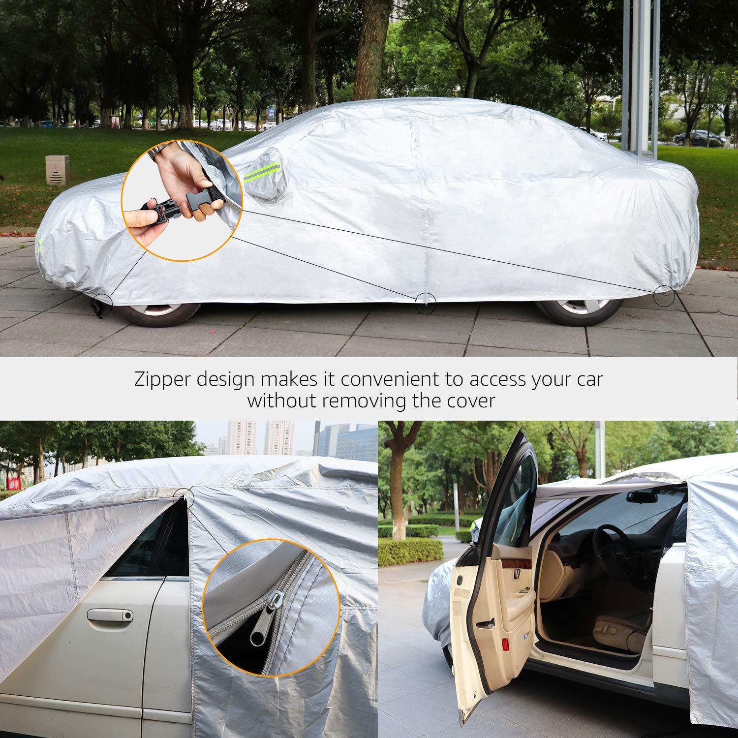 Full Size Car Cover Waterproof 5 Layer Aluminum Large Rain UV Dust Resistant eBay