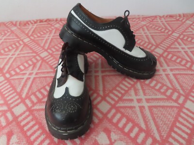 VTG Gripfast Steel Toe Spectator Wingtip Oxford Shoes Black White Unisex M8/W9.5 Gripfast shoes krath_order - Gem main image 2