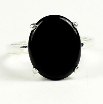 925 Sterling Silber Damen Ring, schwarzer Onyx, SR055