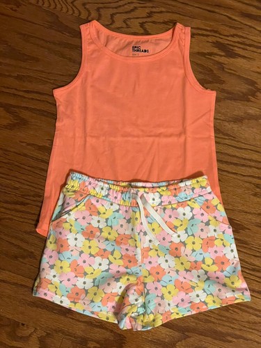 New Little Girl Size 7 EPIC THREADS Tank & CARTER'S Floral Drawstring Shorts - Picture 2 of 15