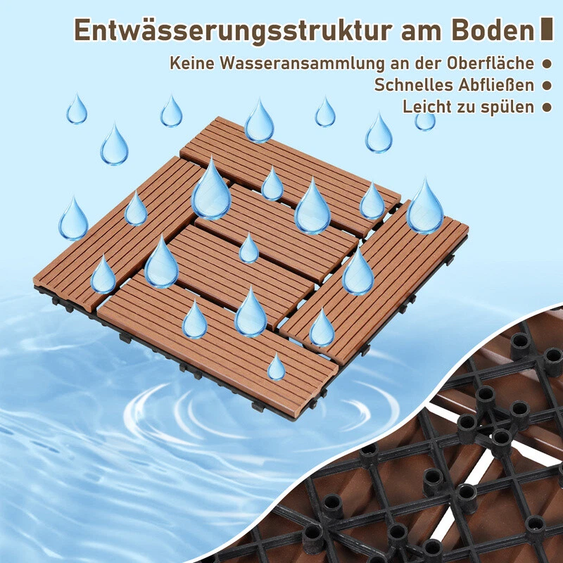 WPC Fliesen  30x30 cm / 30x60 cm Terrassenfliesen Klicksystem DIY Terassen 1-10㎡ - Bild 3 von 4