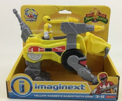 imaginext power rangers yellow ranger and sabertooth zord