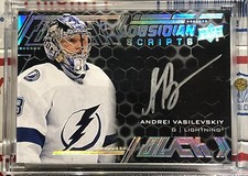 2020-21 UD BLACK ANDREI VASILEVSKIY, #OS-AV, AUTO, OBSIDIAN SCRIPTS, STANLEY CUP