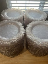 150 Elegant Reef Charger Plates! Clear with gold trim.