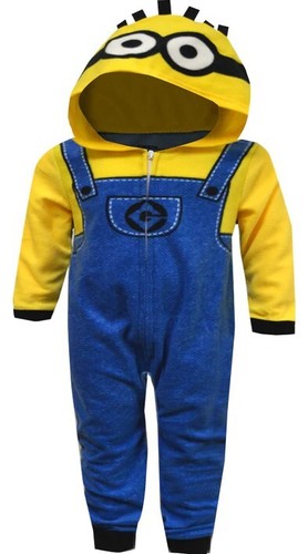 NWT Minions One Piece Pajamas with Hoodie Costume Boys or Girls size 6 Sleeper