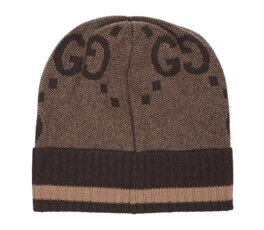 NUEVO GORRO GUCCI LUXURY MARRÓN 100% CACHEMIR GG LOGO M Foto 2 de 3
