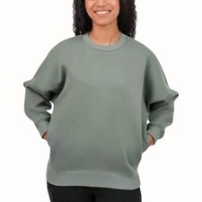 Tuff Athletics Women Green Pocket Fleece Small Crew Neck Pullover Sweatshirt NEW