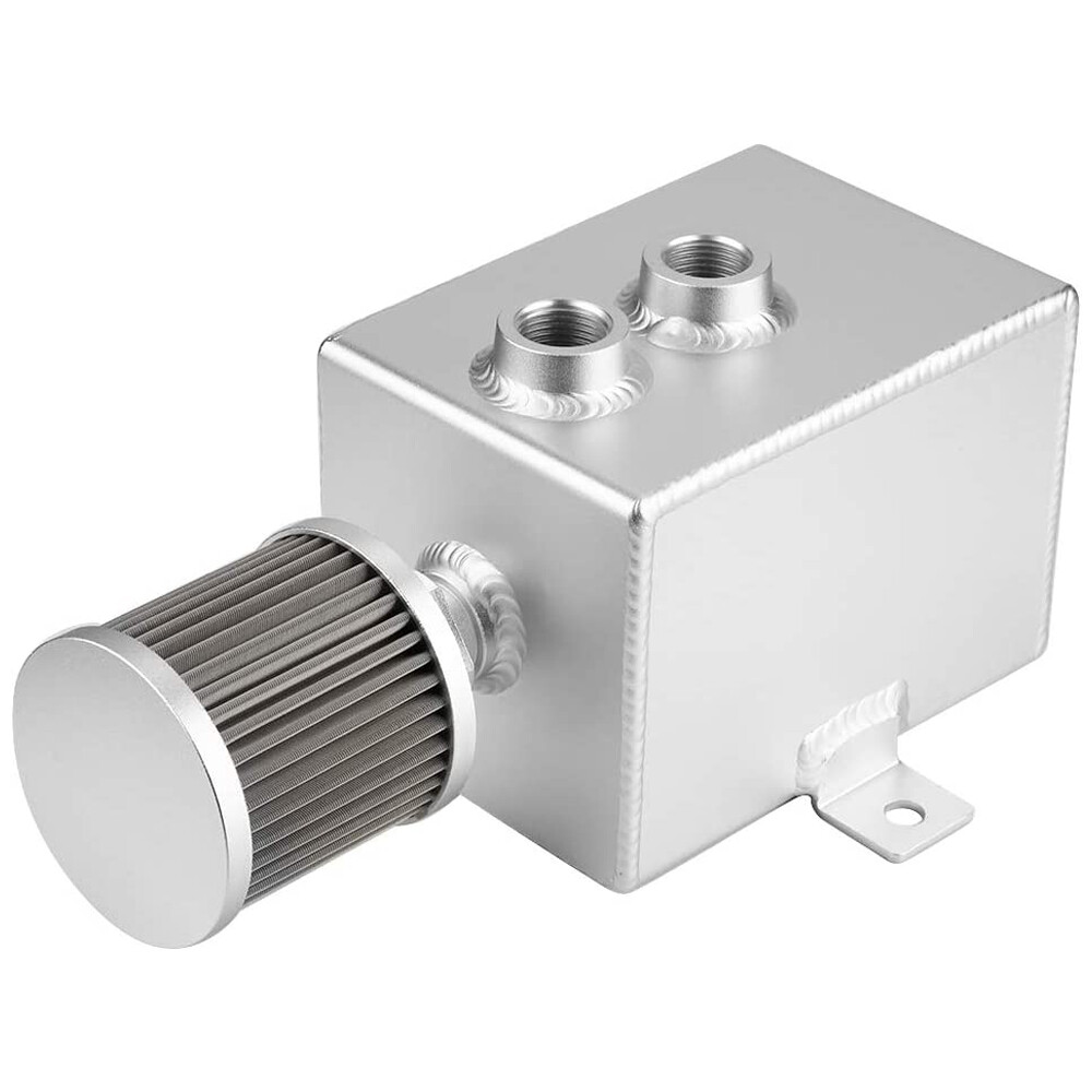 2L Oil Catch Can Tank 10AN with Breather Drain Tap Baffled Reservoir Tank Sliver